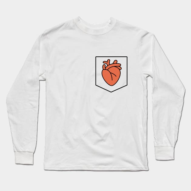 Cool Minimal Pocket Heart Design T-Shirt Long Sleeve T-Shirt by happinessinatee